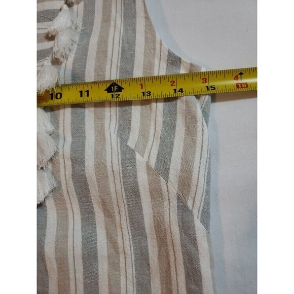 Striped Sleeveless Linen Blend Dress With Tassel Details By Eliza J Size 0 - Picture 13 of 16